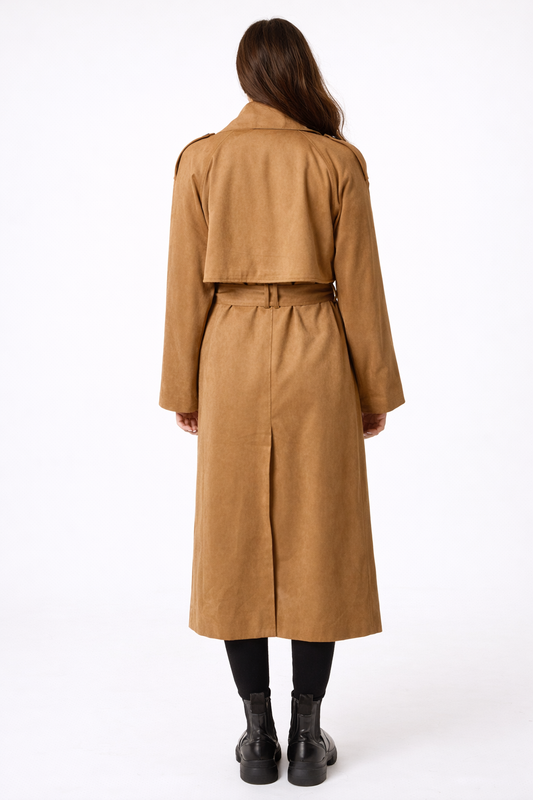Roma Suede-Like Trench Coat