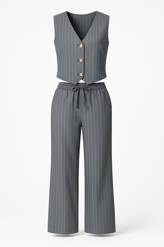 Milan Pinstripe Waistcoat & Trouser Suit Co-Ord