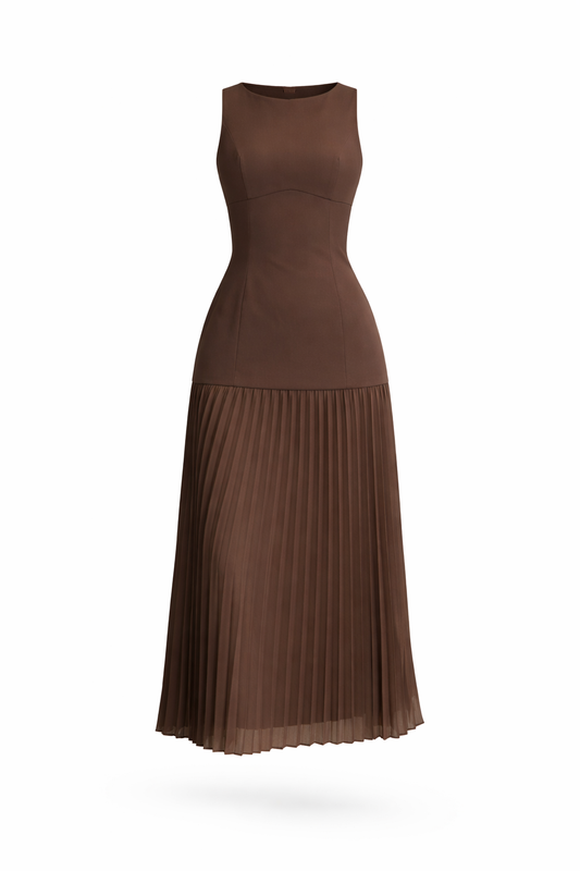 Milano Tailored Pleated Maxi Dress