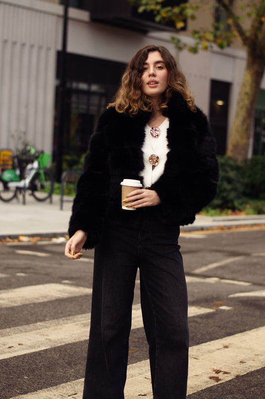 Milan Faux Fur Panelled Cropped Coat