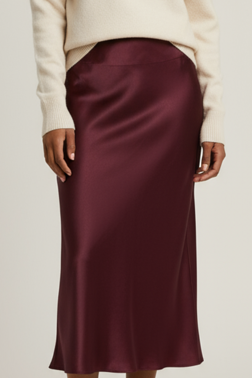 The Milano Satin Midi Skirt