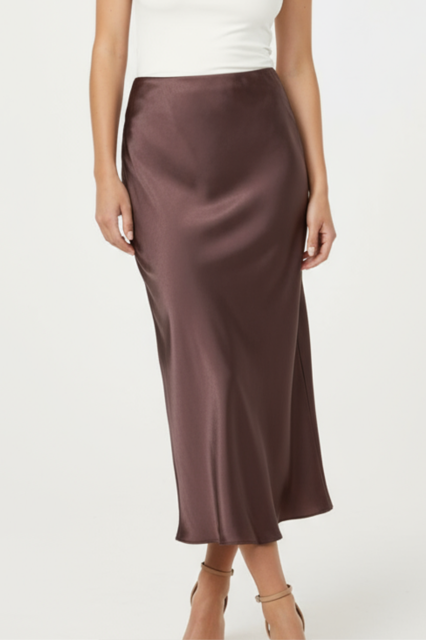 The Milano Satin Midi Skirt