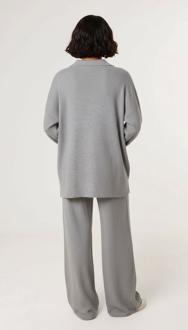 Rhea Open Collar Jumper & Trouser Knitted Set