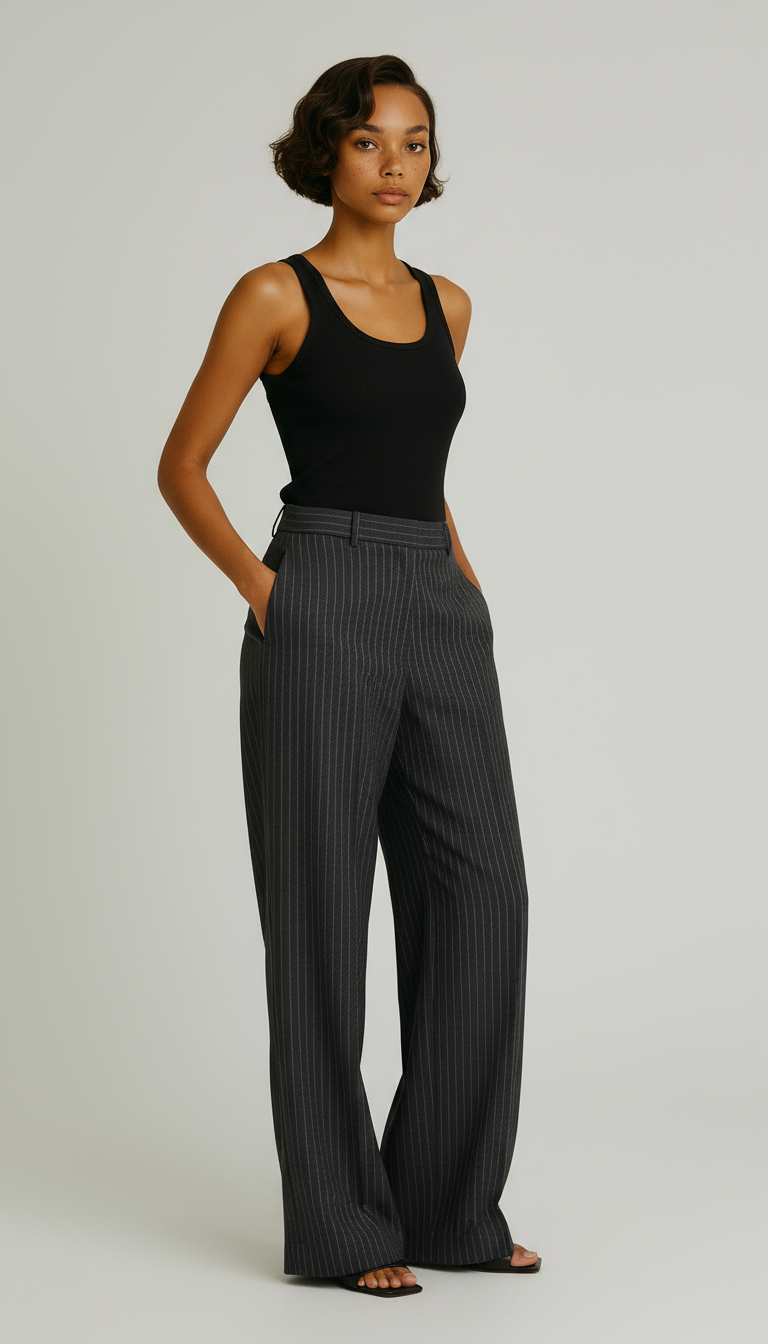 The Button Waist Pinstripe Trouser