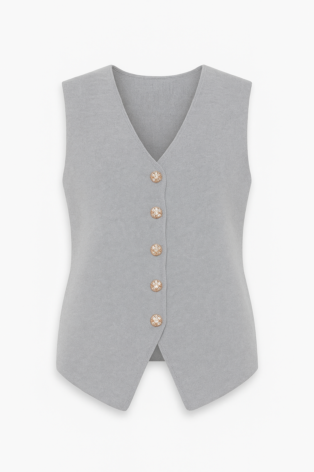 Noelle Gold Flower Button Knitted Waistcoat