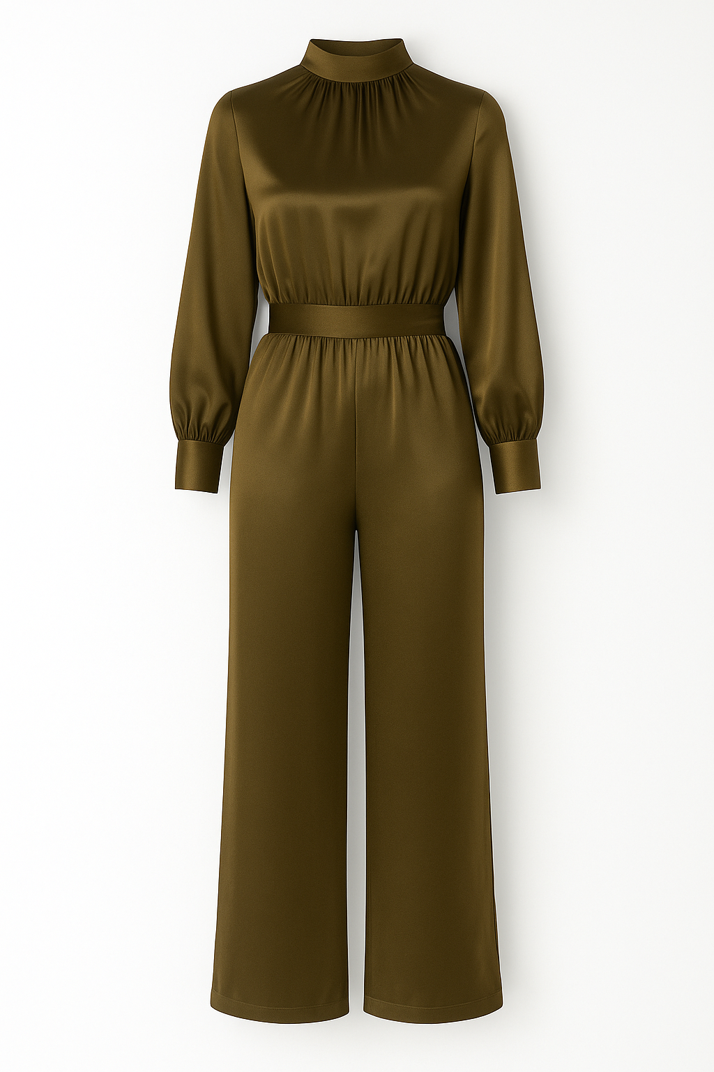 Tie Back High Neck Satin Jumpsuit