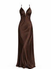 Riviera Satin Plunge Neck Maxi Dress