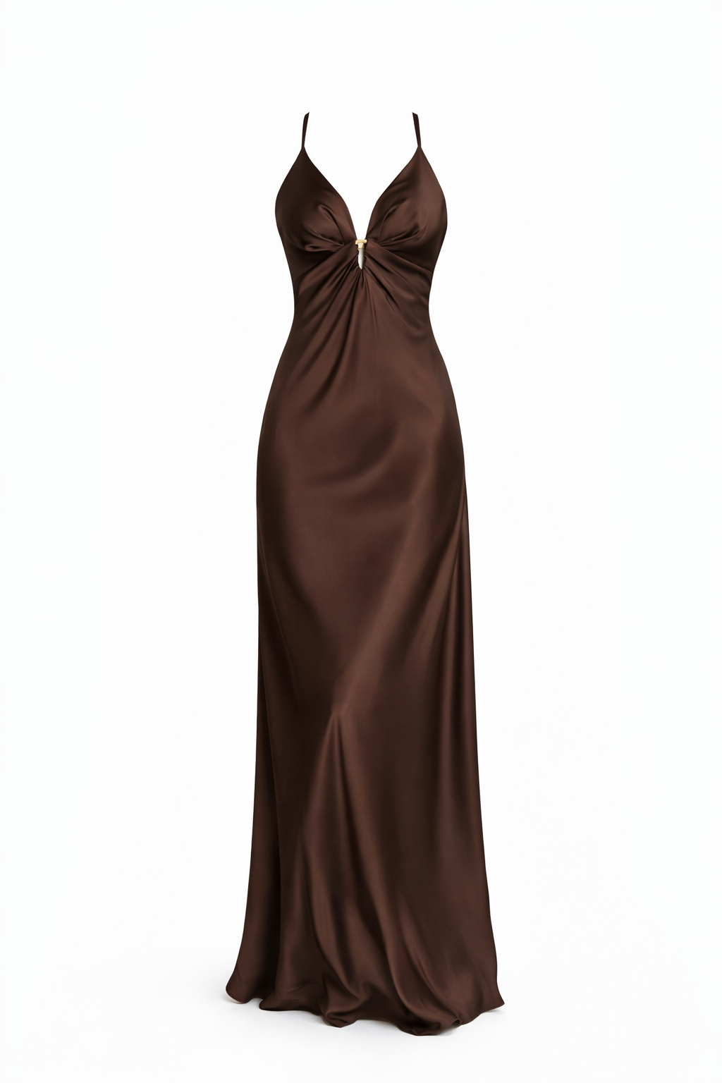 Riviera Satin Plunge Neck Maxi Dress