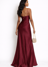 Riviera Satin Plunge Neck Maxi Dress