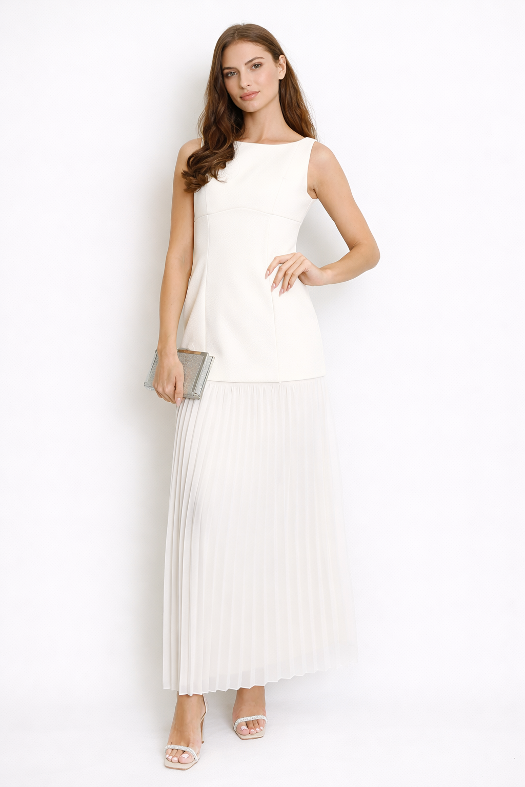 Milano Tailored Pleated Maxi Dress