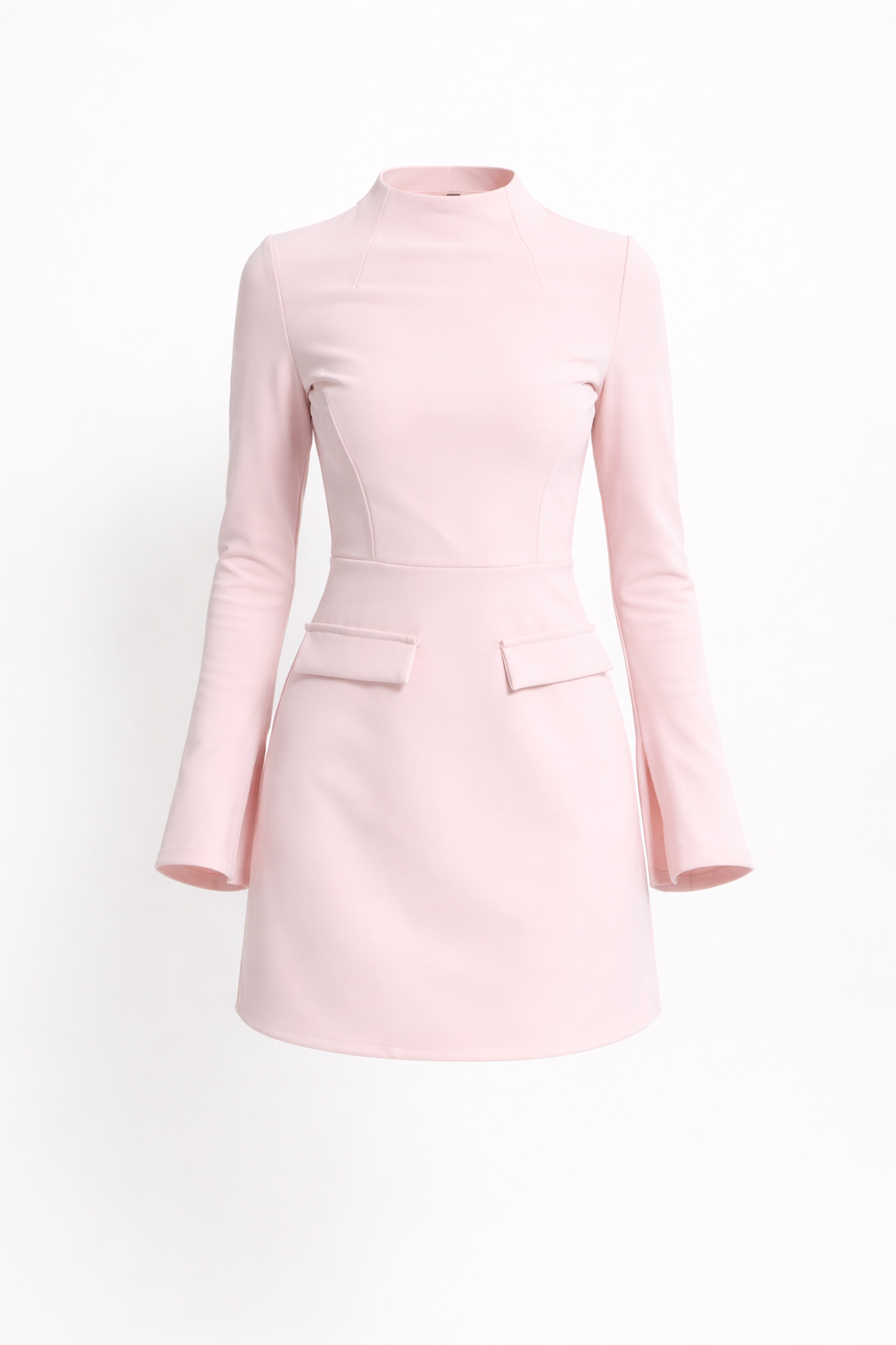 Milan High Neck Shift Mini Dress With Open Cuff