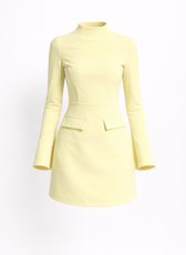 Milan High Neck Shift Mini Dress With Open Cuff