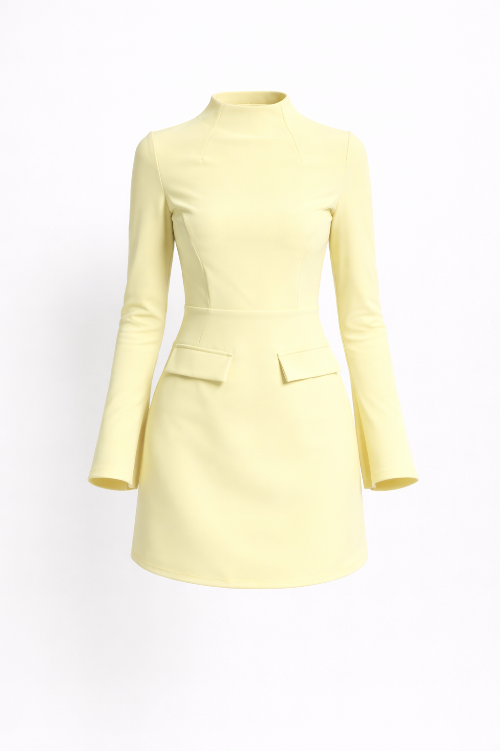 Milan High Neck Shift Mini Dress With Open Cuff