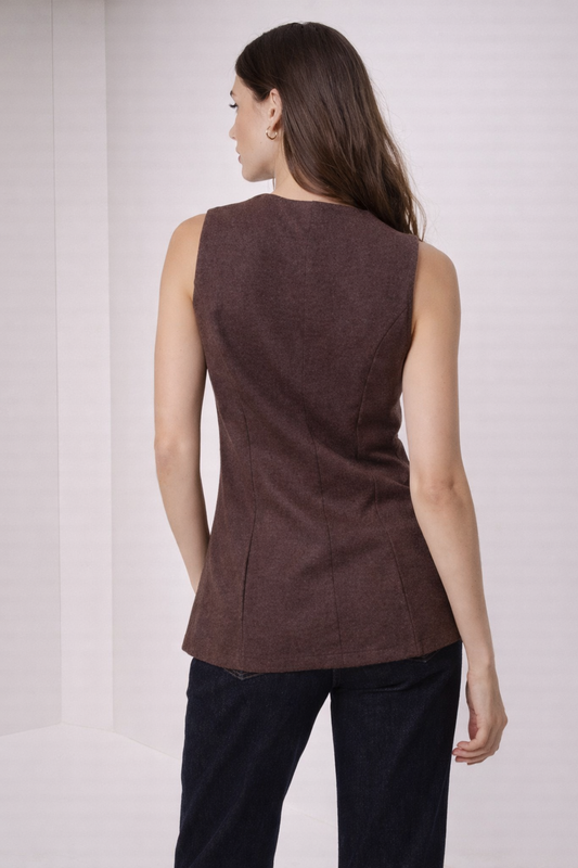 Florence Gold Button Wool-Like Waistcoat