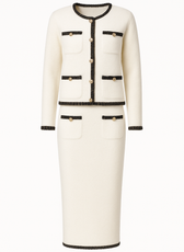 Mira Contrast Knit Cardigan & Skirt Set