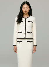 Mira Contrast Knit Cardigan & Skirt Set