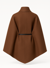 Francesca Gold Button High Neck Belted Cape