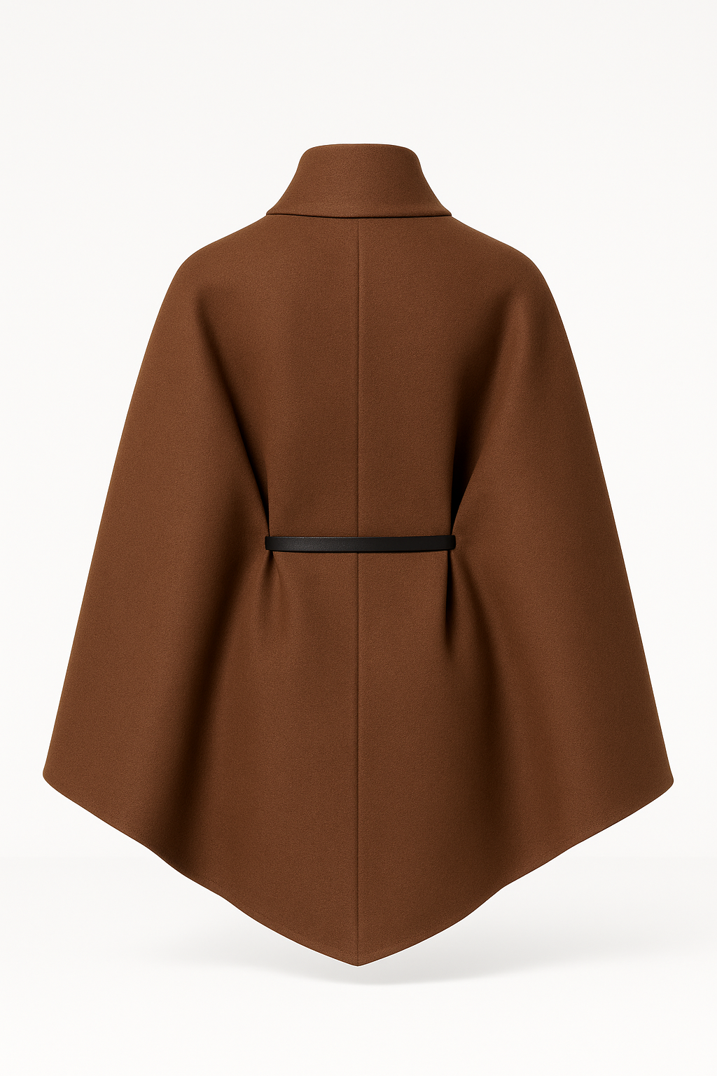 Francesca Gold Button High Neck Belted Cape