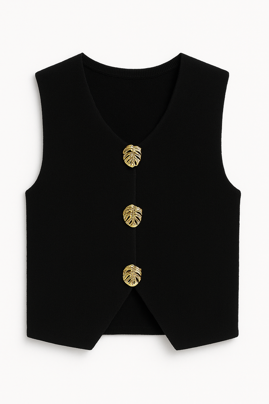 Valentina Gold Brooch Knitted Waistcoat