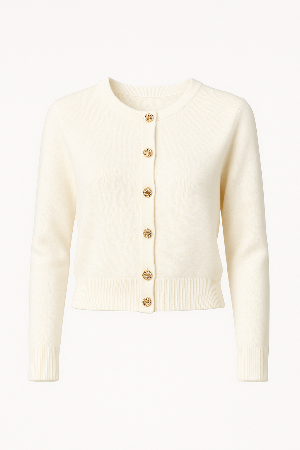 Alba Gold Brooch Button Knit Cardigan