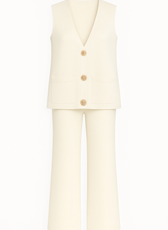 Mila Gold Button Vest & Trouser Knit Set