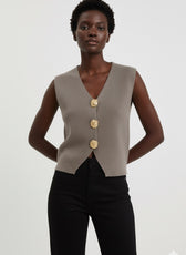 Valentina Gold Brooch Knitted Waistcoat