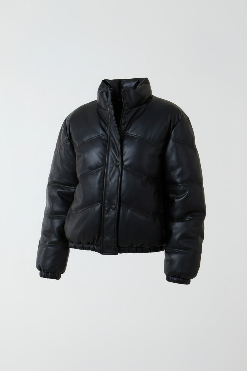 Vesper Puffer  PU Faux Leather Puffer Jacket