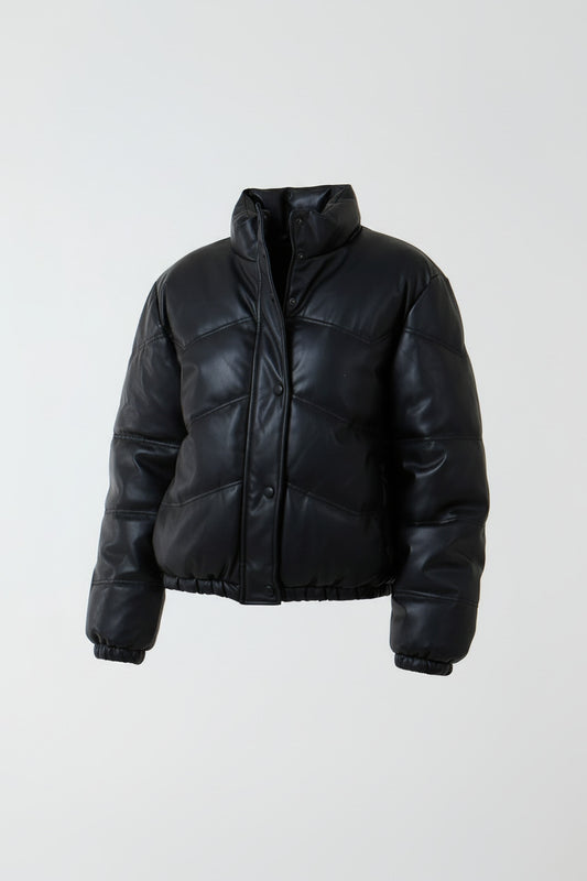 Vesper Puffer  PU Faux Leather Puffer Jacket