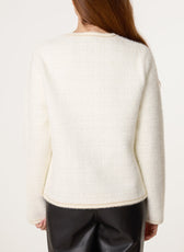 Vienna Pearl Button Check Knit Cardigan