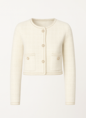 Chloé Pearl Button Check Knit Cardigan