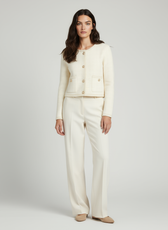 Chloé Pearl Button Check Knit Cardigan