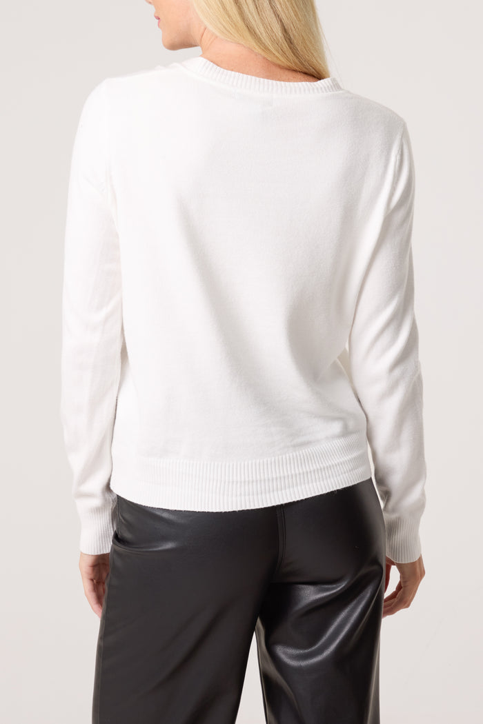 Sorrento Round Neck Jewelled Button Cardigan