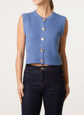 Positano Gold Shell Button Knit Vest