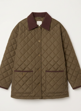 Zurich Diamond Quilted Contrast Square Coat