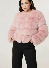 Milan Faux Fur Panelled Cropped Coat