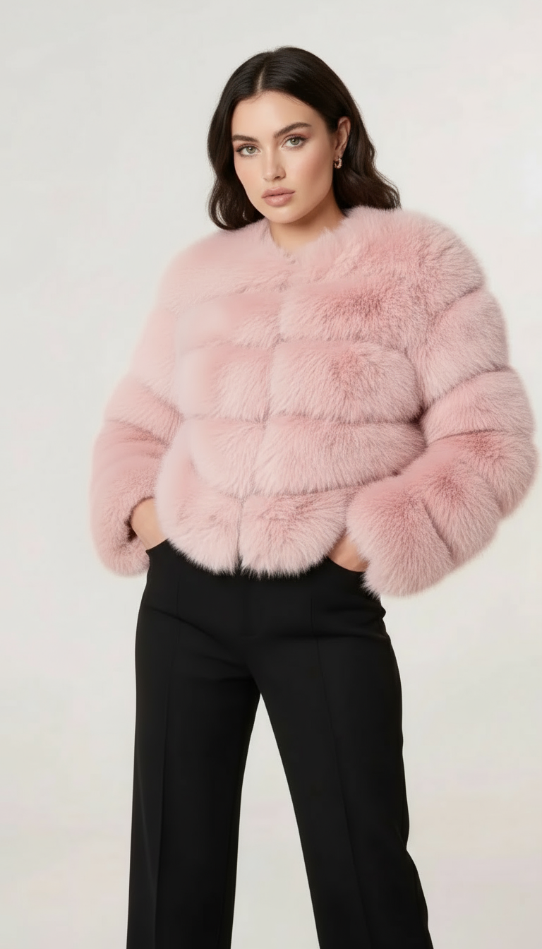 Milan Faux Fur Panelled Cropped Coat