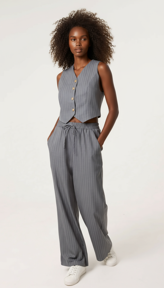 Milan Pinstripe Waistcoat & Trouser Suit Co-Ord