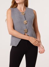 Valentina Gold Brooch Knitted Waistcoat