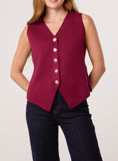 Noelle Gold Flower Button Knitted Waistcoat