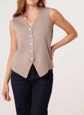 Noelle Gold Flower Button Knitted Waistcoat
