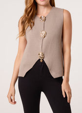 Valentina Gold Brooch Knitted Waistcoat