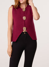 Valentina Gold Brooch Knitted Waistcoat