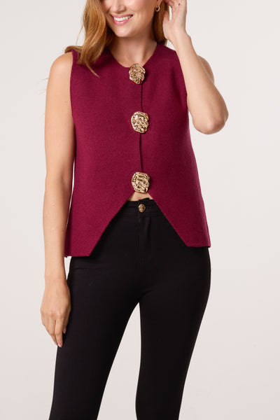 Valentina Gold Brooch Knitted Waistcoat