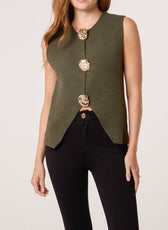Valentina Gold Brooch Knitted Waistcoat